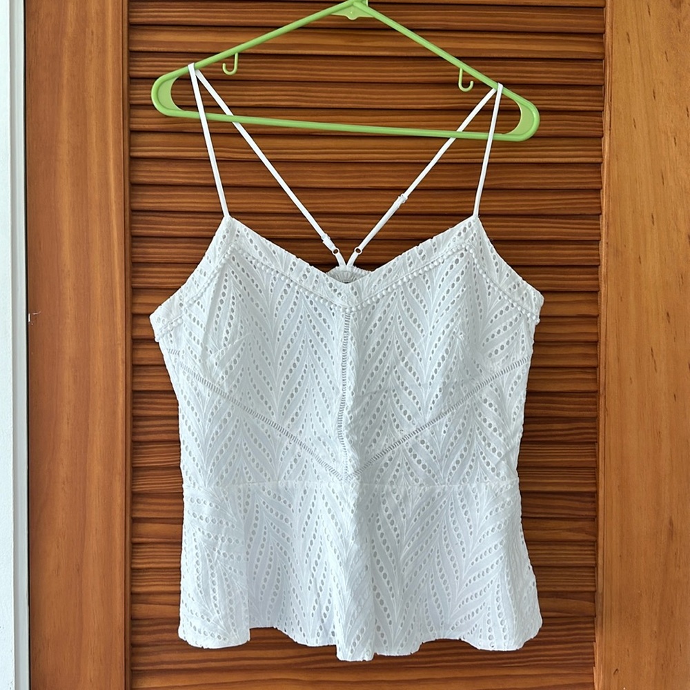 WHITE HOUSE BLACK MARKET Strappy White Eyelet Top